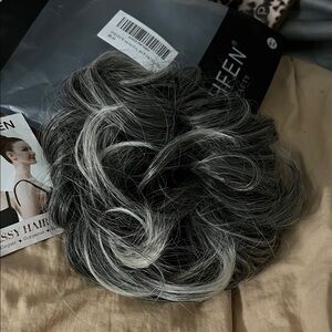Black and Gray Hair Bun Extension